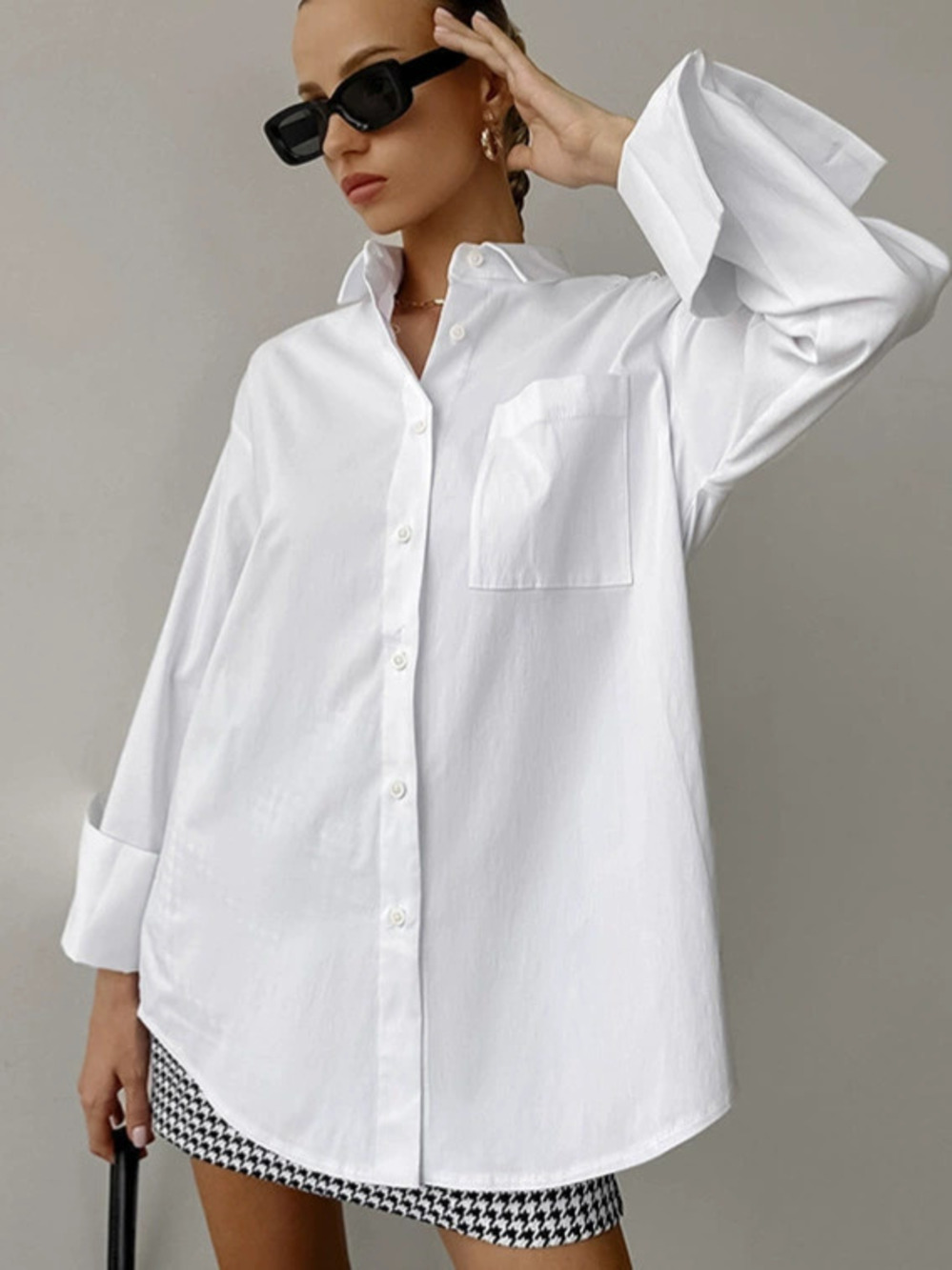 Zara White Loose Fit Mid Length Blouse Casual Office Spring Summer